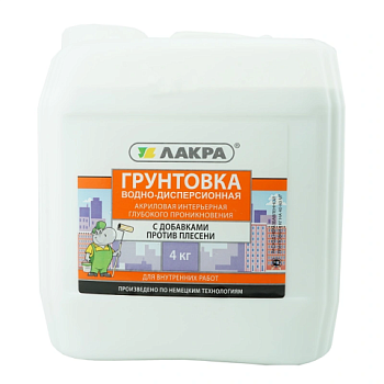 картинка Грунтовка глубокого проникновения для внутренних работ Лакра 4л от магазина Румлес