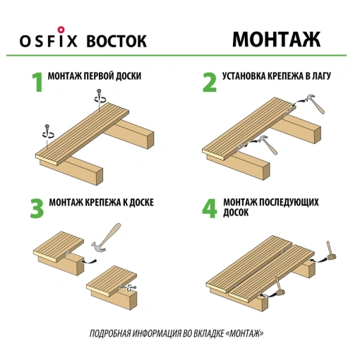 картинка OSFIX Восток скрытый крепеж для террасной доски, цинк от магазина Румлес
