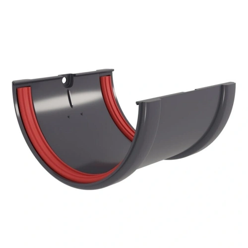 картинка Соединитель желоба ПВХ графит от магазина Румлес