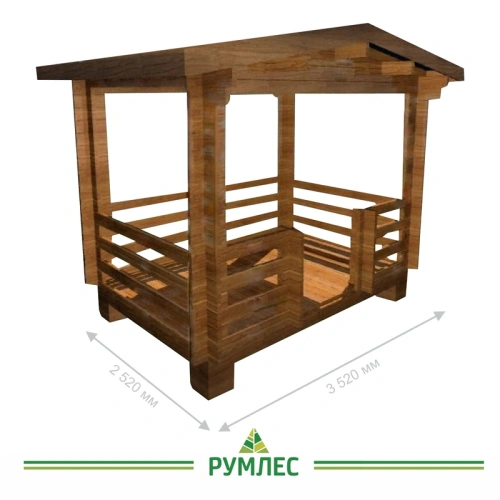 картинка Беседка "Удача" 2,52*3,52м (стенокомплект, стропила) от магазина Румлес