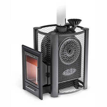 картинка Печь банная Черная жемчужина Люмина Плюс с нерж. закр. каменкой антрацит (4мм сталь/до 20м³) от магазина Румлес