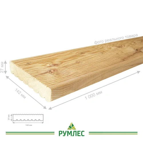 картинка Террасная доска Вельвет 27*142*1000мм сорт АВ лиственница от магазина Румлес