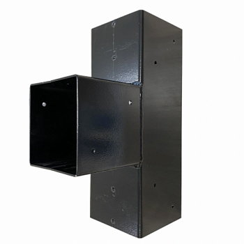 картинка КОННЕКТОР/соединитель для бруса 100*100мм Тройник Т-образный h-300мм (сталь 08пс 2мм)  RAL 9005 от магазина Румлес