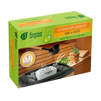 картинка Соляной брикет с травами Эвкалипт 1300г для бани и сауны Банные штучки от магазина Румлес
