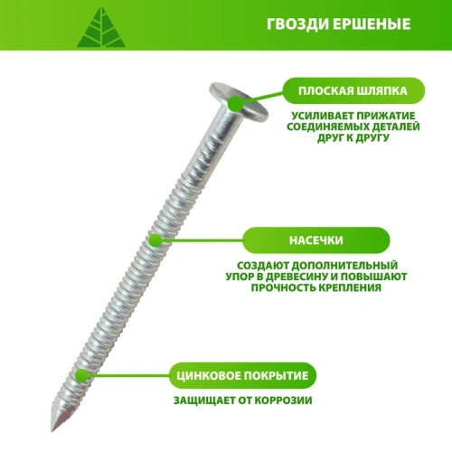 картинка Гвозди ершеные 3.2*90мм оцинкованные от магазина Румлес