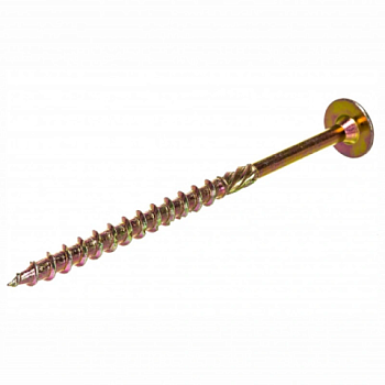 картинка Саморез по дереву тарельчатая голова 8*140мм Тorx40 желтый цинк от магазина Румлес