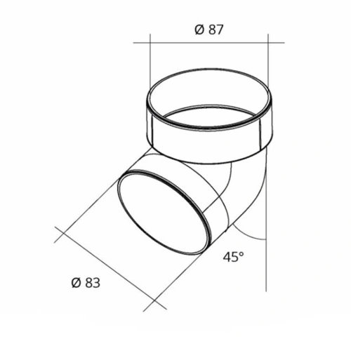 картинка Колено трубы ПВХ 45° графит от магазина Румлес