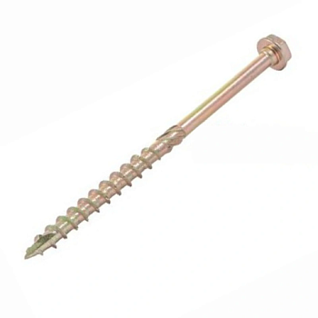 картинка Саморез по дереву шестигранная голова 8*140мм Тorx40 желтый цинк от магазина Румлес