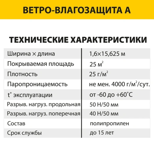картинка Пленка влаго-ветроизоляционная А (S25м²) от магазина Румлес