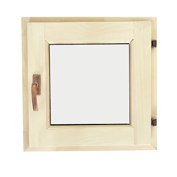 картинка Форточка банная 300*300мм липа (стеклопакет, фурнитура в сборе) от магазина Румлес