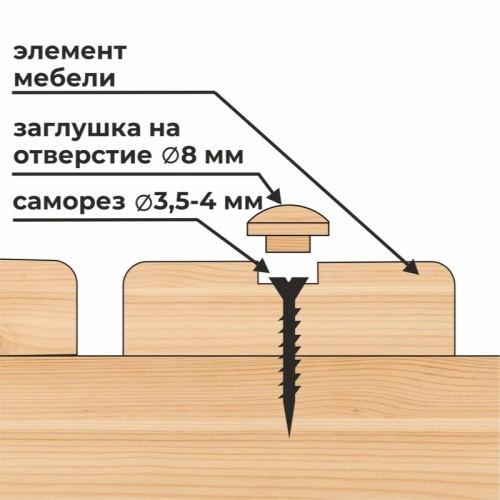 картинка Заглушка на отверстие ПРОФЕССИОНАЛ сфера D8мм осина (30шт/уп) от магазина Румлес