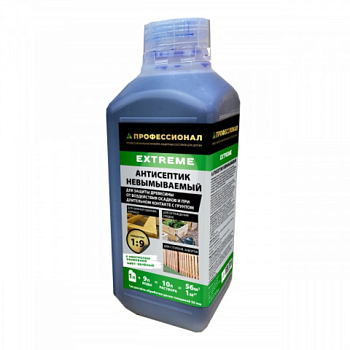 картинка Антисептик невымываемый ПРОФЕССИОНАЛ EXTREME для агрессивной среды, концентрат 1:9 зеленый 1л от магазина Румлес