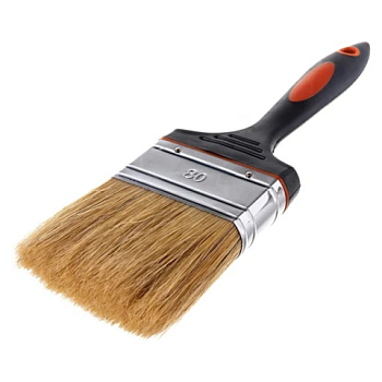картинка Кисть ПРЕМИУМ 80мм плоская белая натуральная щетина от магазина Румлес