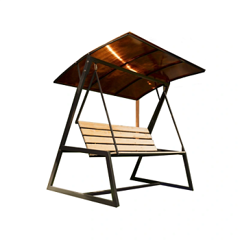 картинка Качели садовые 4-местные 2,0*1,5м (деревянная скамейка, навес из поликарбоната) от магазина Румлес