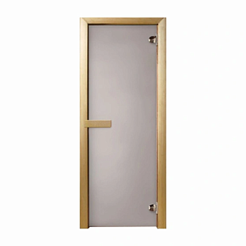 картинка Дверь из стекла белая матовая 690*1890мм (толщина 8мм) хвойная коробка, петли серые от магазина Румлес