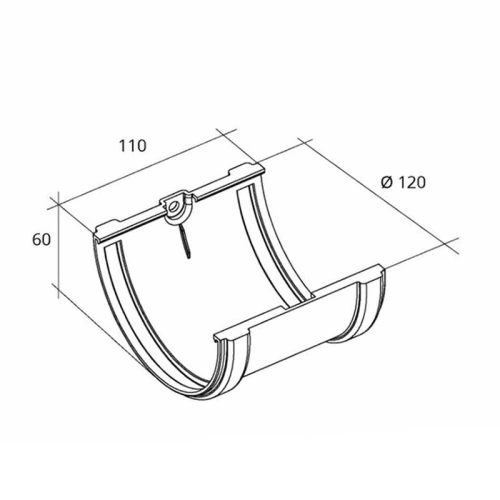 картинка Соединитель желоба ПВХ графит от магазина Румлес